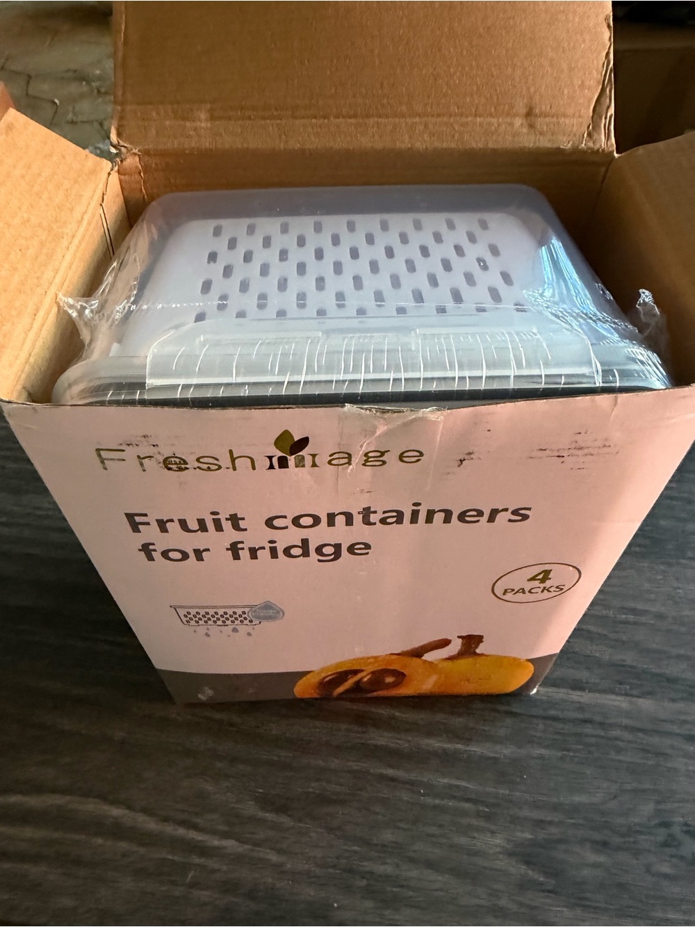 White Fruit Containers for Fridge - 4 Pack